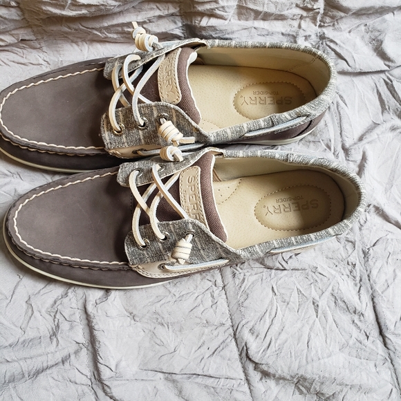 Sperry Womens Songfish Stripe Graphite Brown Boat Shoes 8M NWT - Picture 7 of 15